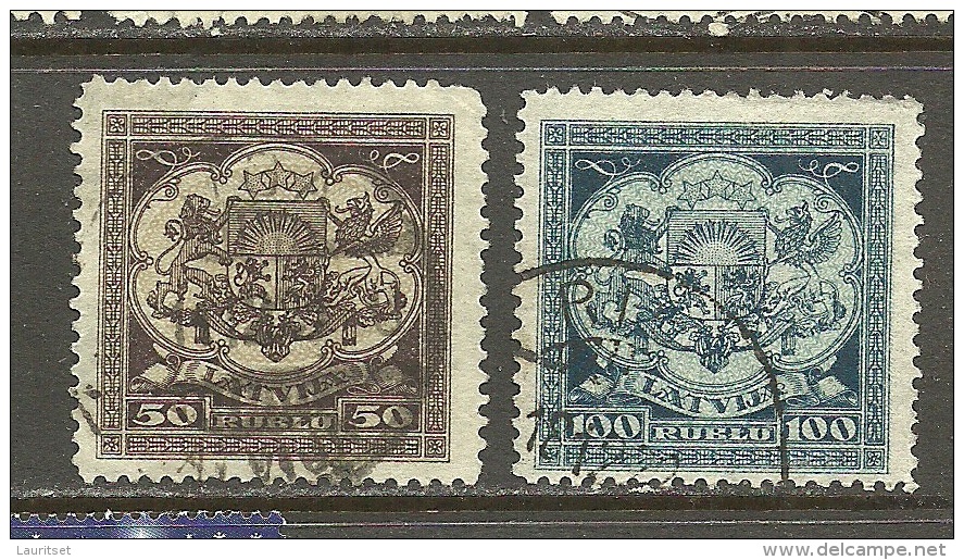 LETTLAND Latvia 1922 Michel 87 - 88 O Mi 88 Mit Teilen Von WZ !!! - Lettland