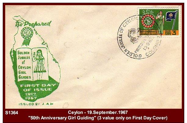 S1364 CEYLON  19.September.1967 (First Day Cover) - "50th Anniversary Ceylon Girl Guiding"  - Scouting - Other & Unclassified