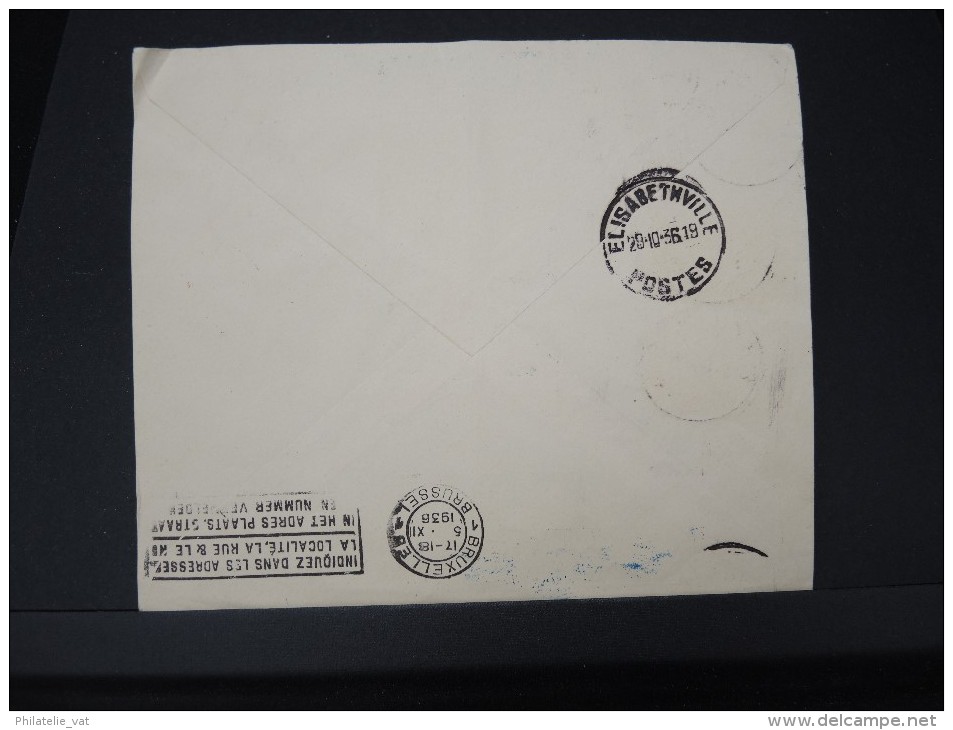 CONGO BELGE-Enveloppe De Elisabethville Pour Bruxelles En Service Accéléré En 1936 Aff Plaisant     à Voir    P5749 - Lettres & Documents