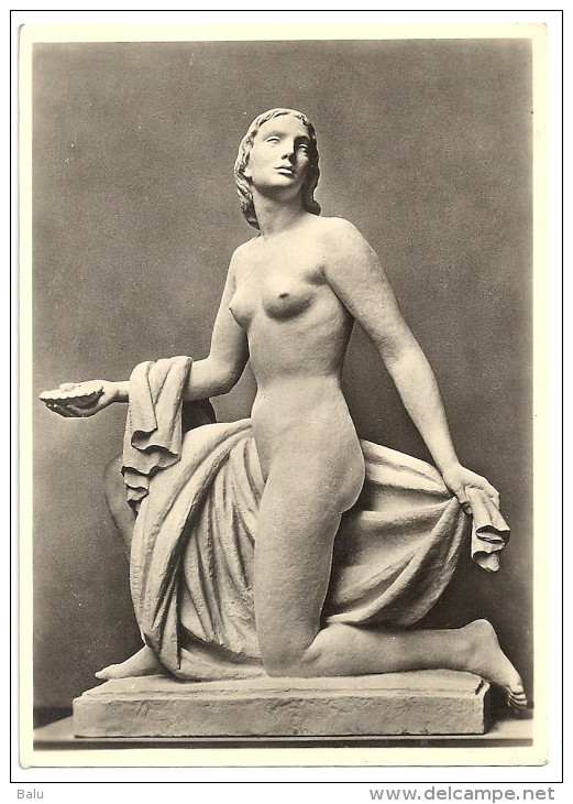 Postkarte - 2 Scans - Paul Scheurle, "Najade", Haus Der Deutschen Kunst, München, Ca. 1935, NAZI Era Art, Nude Woman - Skulpturen