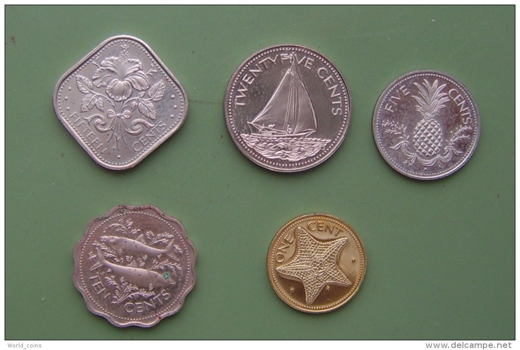 Bahamas, 1974, Set Of Coins Include Four Big Silver Coins,  Total Weight More Than 100 G - Bahama's