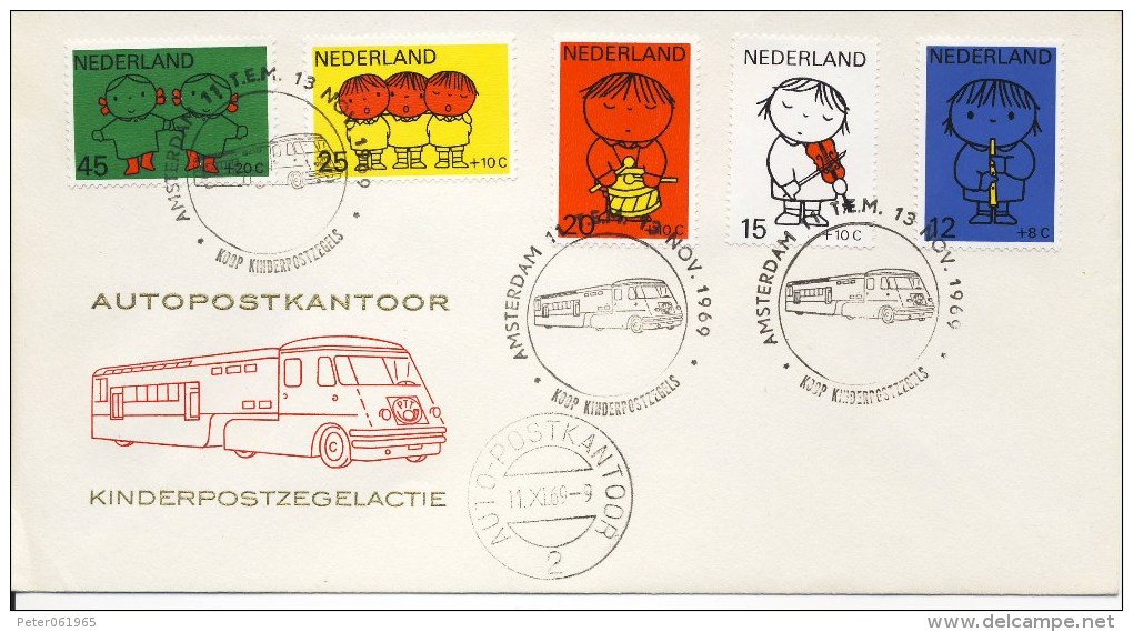 Autopostkantoor Kinderpostzegelactie 1969 - Blanco / Open Klep - FDC