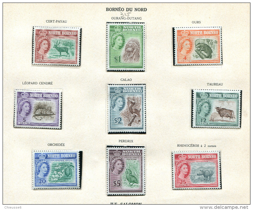 Bornéo ** N°  315 à 330 - Effigie De La Reine Elizabeth II   Et Animaux Divers, Tigre, Rhinocéros, Singe,  Etc.... - North Borneo (...-1963)