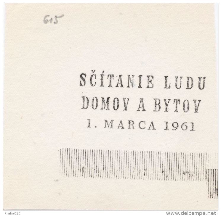 J1779 - Czechoslovakia (1945-79) Control Imprint Stamp Machine (R!): Census, Houses And Flats; 1.III.1961 (SK) - Proofs & Reprints