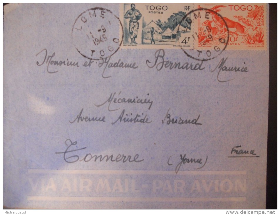 Togo Lettre De Lome 1945 Pour Tonnerre - Lettres & Documents