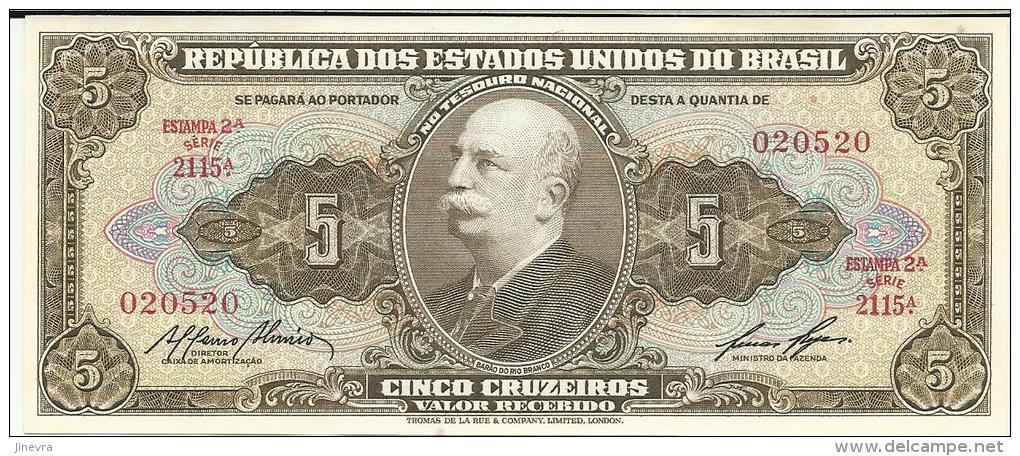 BRAZIL 5 CRUZEIROS 1959 PICK 158e UNC - Brasilien