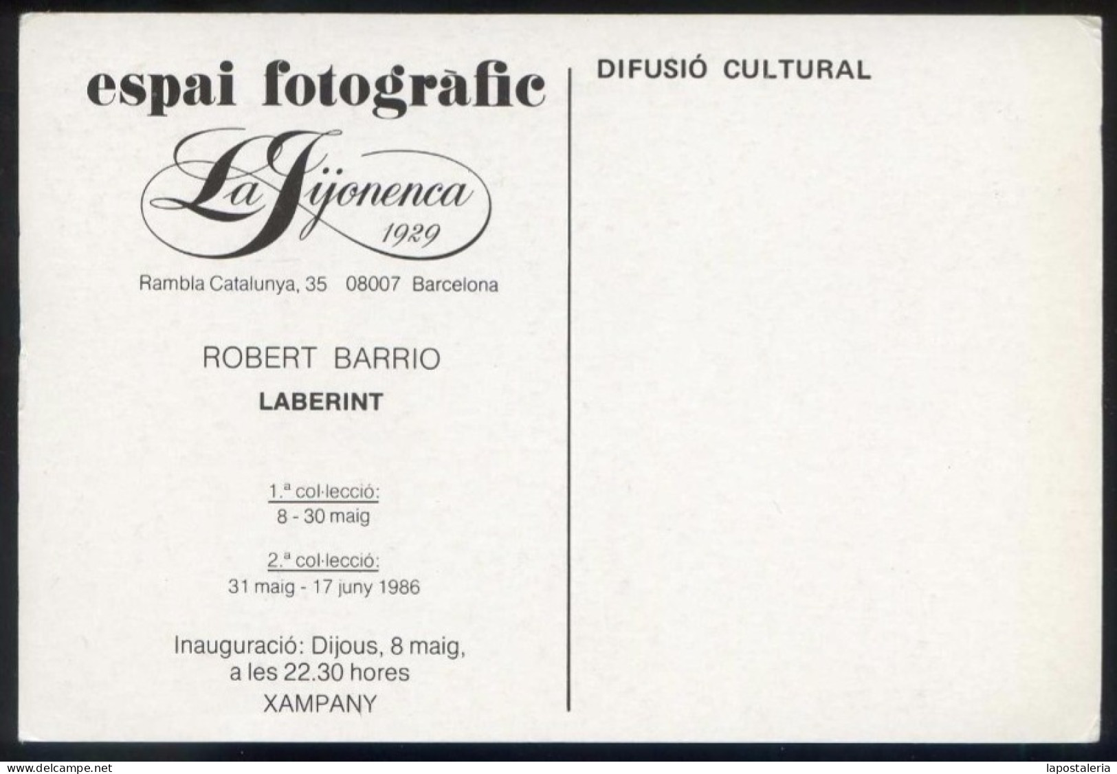 Expo Fotos *Robert Barrio - Laberint* La Jijonenca, Barcelona 1986. Nueva. - Exposiciones