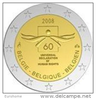 Belgie 2008  2 Euro Commemo   Mensenrechten   UNC Uit De Rol  UNC Du Rouleaux - Belgio