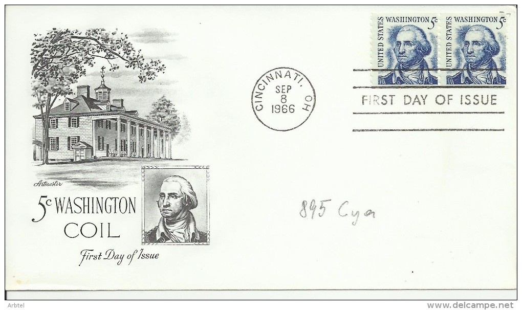 ESTADOS UNIDOS USA FDC 1966 CINCINNATI GEORGE WAHINGTON - George Washington