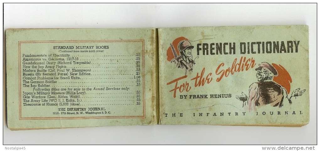 French Dictionary For The Soldier By Frank Henius  - The Infantry  Journal - 1944 - Forze Armate Americane