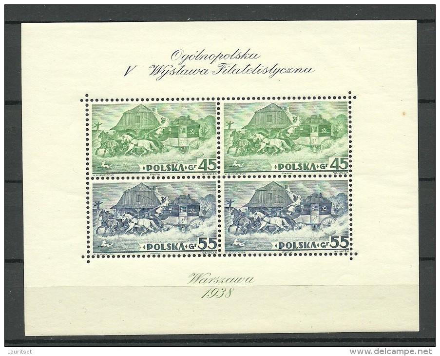 POLEN Poland 1938 Block Pilatelia Exhibition Block 5 A MNH NB! - Unused Stamps