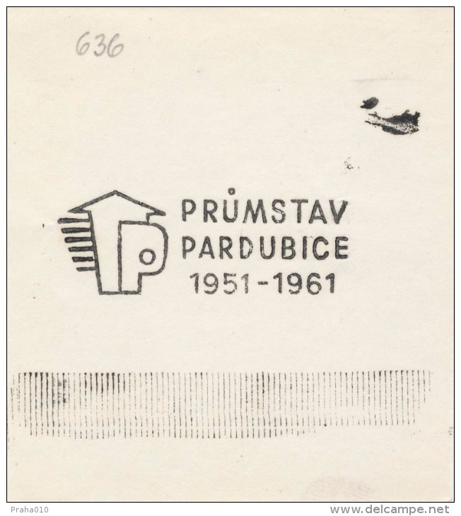 J1824 - Czechoslovakia (1945-79) Control Imprint Stamp Machine (R!): PRUMSTAV Pardubice 1951-1961 (building Company) - Proofs & Reprints