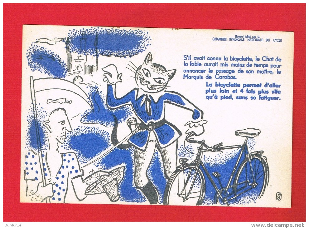 BUVARD - VELO ... LA BICYCLETTE ... LE CHAT DE LA FABLE ... - Transports