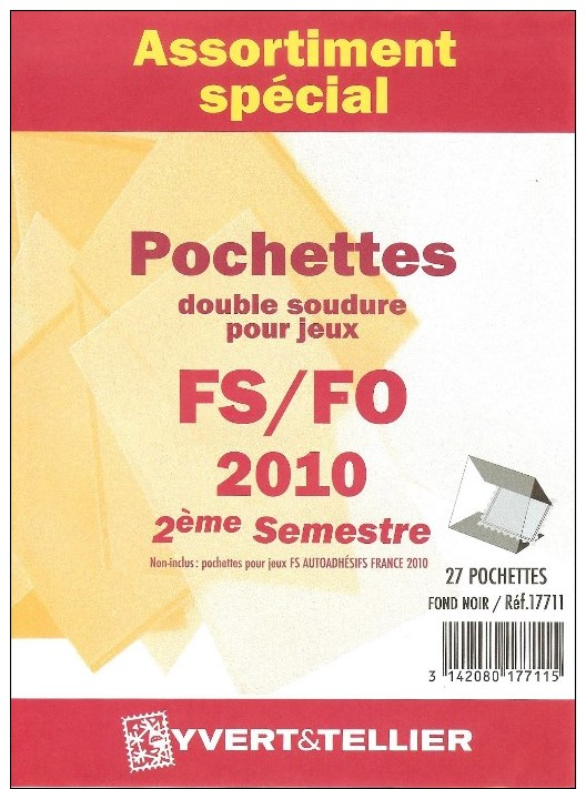 Yvert Et Tellier - Assort. De Pochettes Pour Jeux FS/FO 2e Semestre 2010 - Fond Noir - Mounts