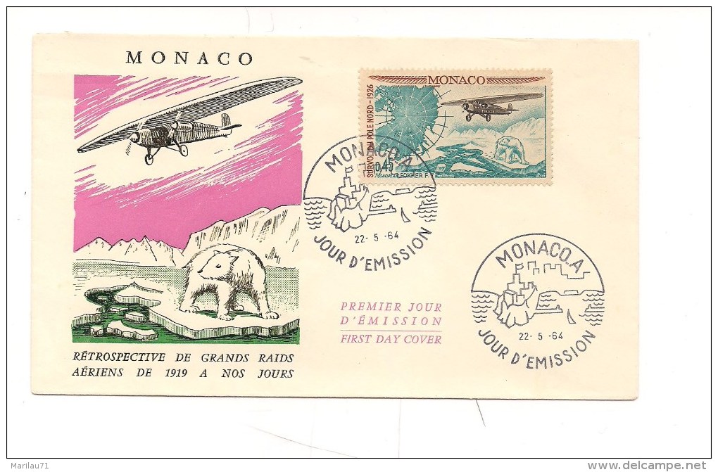 6135 MONACO 1964 SORVOLO POLO NORD FDC AEREO - Cartas & Documentos