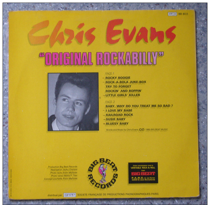 CHRIS EVANS - Original Rockabilly - VINYLE 33 T 25 Cm - Réf. BB 803 - BIG BEAT RECORDS - Distribué Par SFPP - Année 1980 - Rock