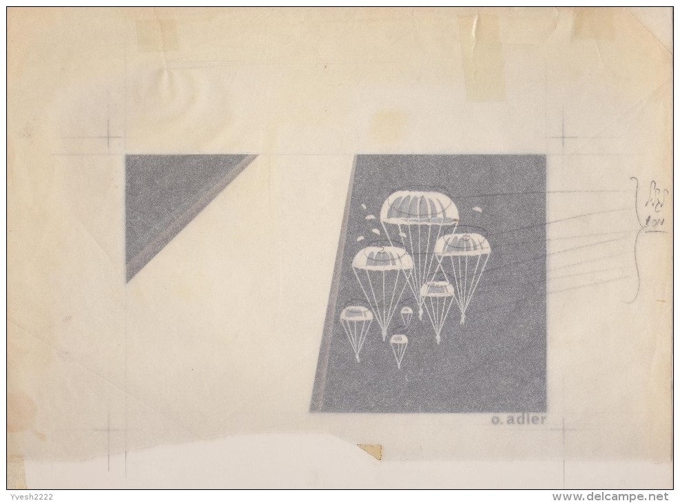Congo Kinshasa 1965 COB 594/8. Peintures D´Oswald Adler (Hongrie 1912, émigré En Israël En 1960). Parachutistes, Avions - Parachutespringen