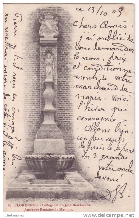 BELGIQUE FLORENNES COLLEGE SAINT JEAN BERCHMANS ANCIENNE FONTAINE DU MARQUIS.CPA BON ETAT - Florennes