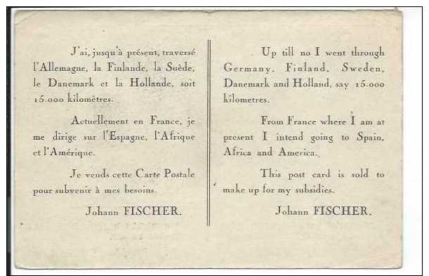 JOHANN FISCHER Très Rare CPA Voiture à Pédale Cyclo Rameur "J'ai Entrepris De Faire Le Tour Du Monde En Trois Années..." - Other & Unclassified