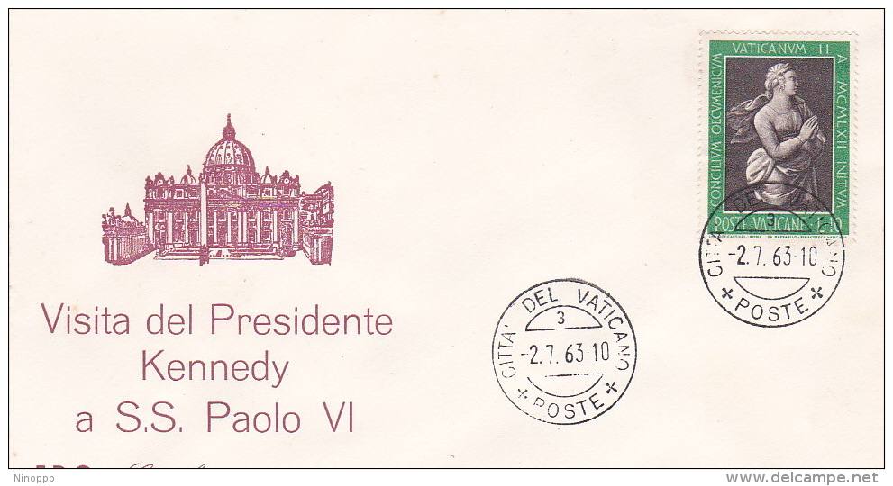 Vatican City 1963 Visit Of President Kennedy Souvenir Cover - Covers & Documents