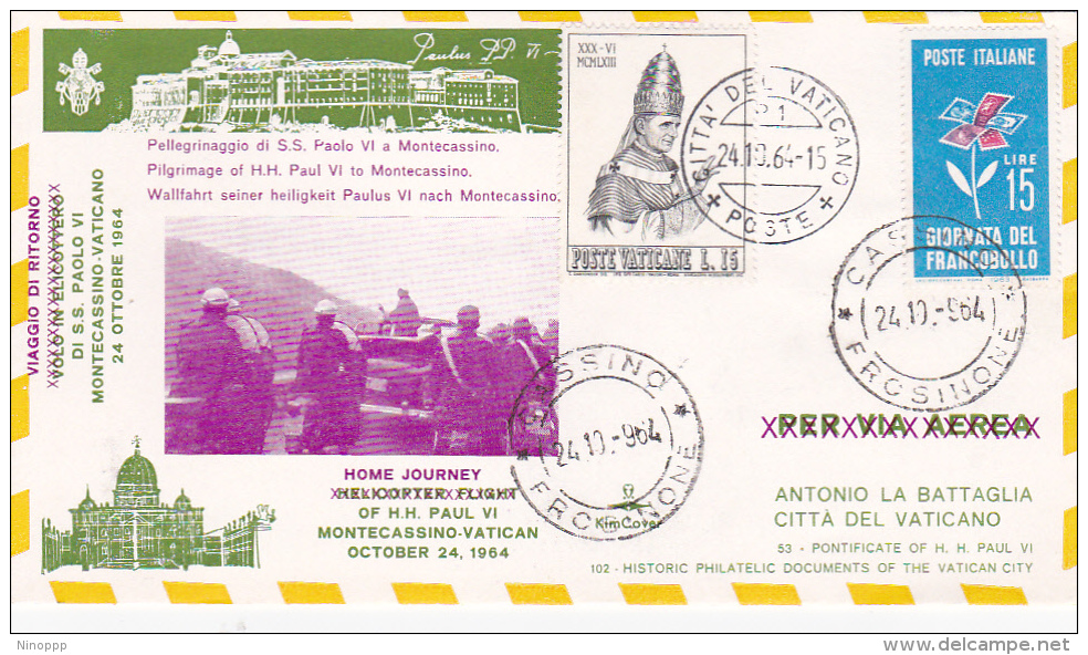 Vatican City 1964 Pope Visit Montecassino, Return Flight - Used Stamps