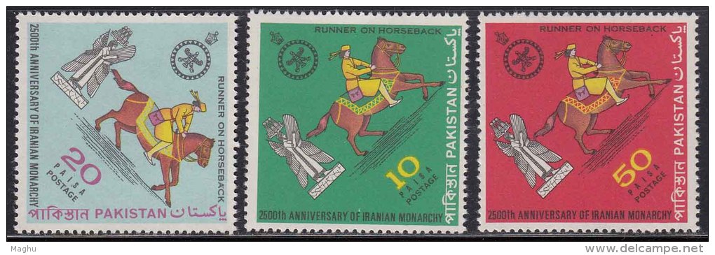 Pakistan MNH 1971, Set Of 3, Persian Monarchy, Histroy, Horseman, Horse, - Pakistán