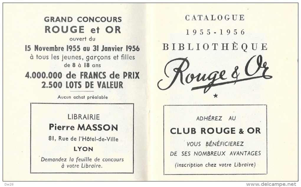 Publicité Bibliothèque Rouge Et Or - Calendrier 1956 - Fascicule 12 Pages: Présentation Et Références De La Collection - Small : 1941-60