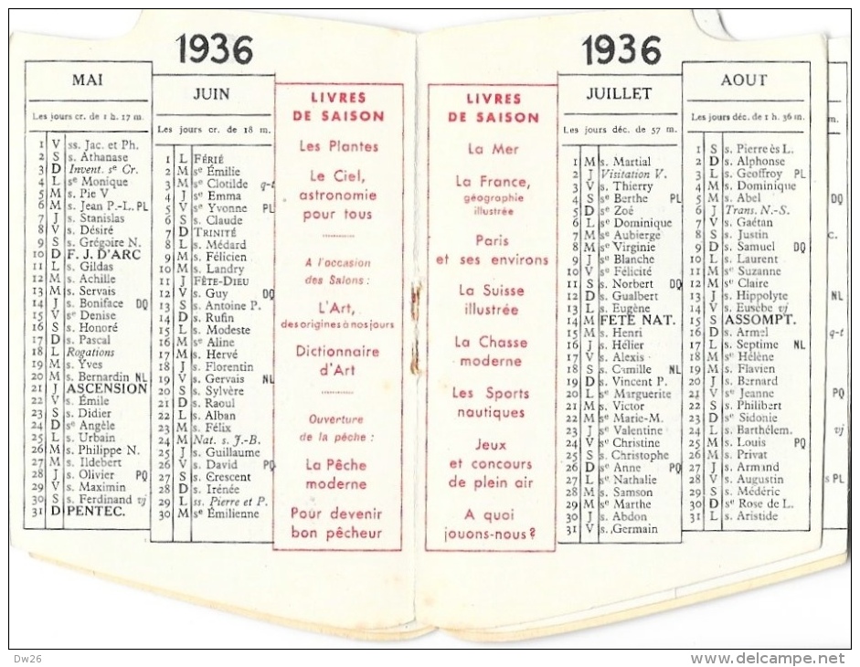 Nouveau Petit Larousse Illustré - Fascicule Publicitaire 6 Pages Avec Calendrier 1936 Et Références De L'Editeur - Petit Format : 1921-40