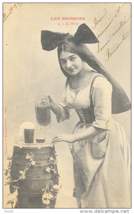 Les Boissons - N°2 La Bière (Alsacienne) - Phototypie A. Bergeret - Carte Précurseur - Autres & Non Classés