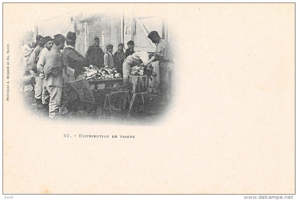 Militaires, Distribution De Viande - Lieu à Identifier - Phototypie A. Bergeret - Carte Précurseur Non Circulée - Te Identificeren