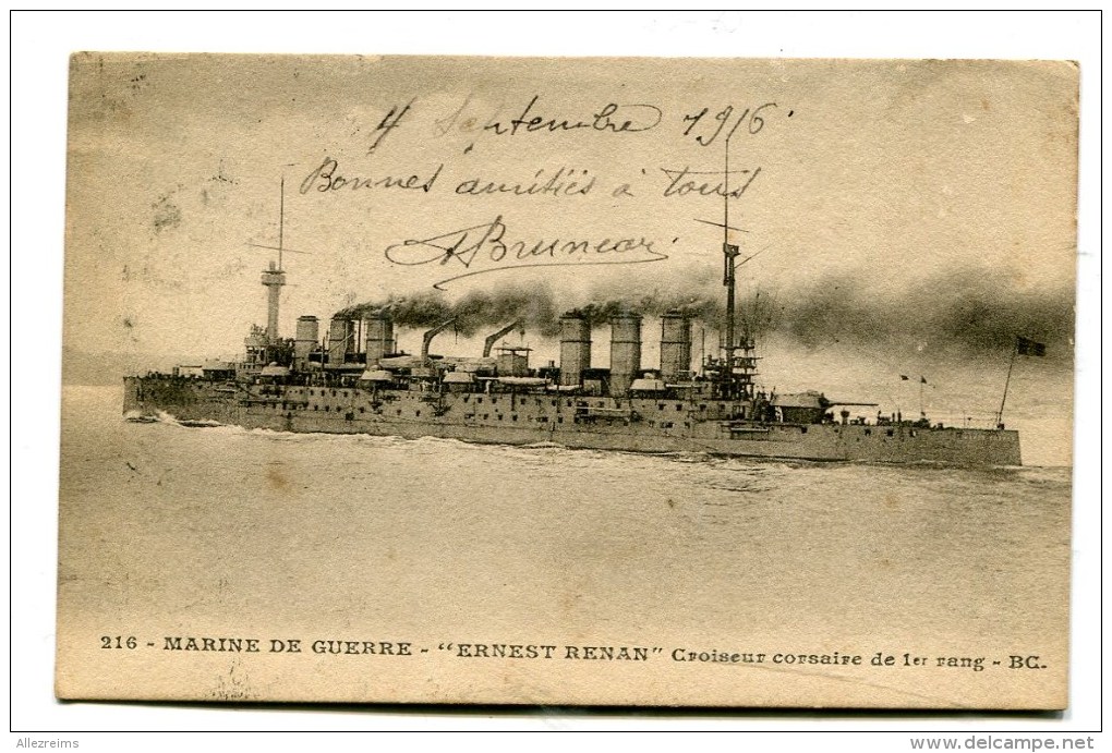 CPA Bateau :  Croiseur  ERNEST RENAN   1916       VOIR   Descriptif   §§§ - Guerra