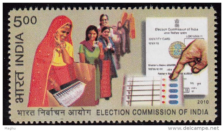 India MNH 2010, Election Commission, Hand, Voting Machine, Technology, Culture, Women, - Ongebruikt