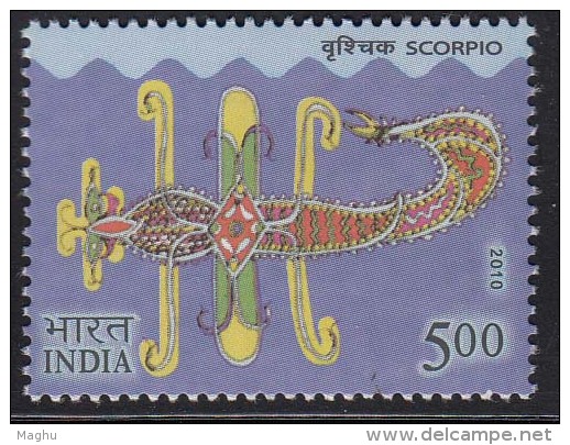 India MNH 2010,  Astrological Signs, Zodiac, Astrology, Scorpio, Scorpion, Marine Life,  Insect , - Neufs