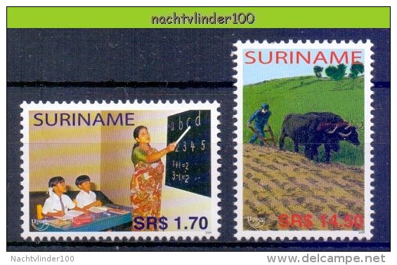 Nch1338 UPAEP U.P.A.E.P. ONDERWIJS KOEIEN PLOEGEN AGRICULTURE COWS PLOUGHING EDUCATION ARMUT SURINAME 2005 PF/MNH - Vaches