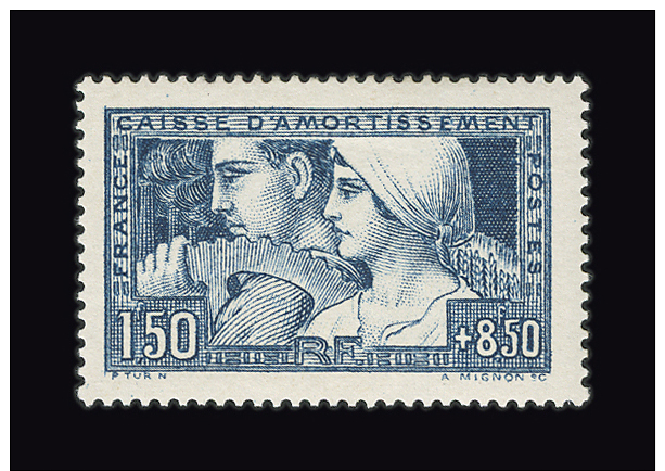 FRANCE N° 252e 1f50 + 8f50 Bleu Le Travail. Signature TURN. Charnière Légère. TTB - Unused Stamps