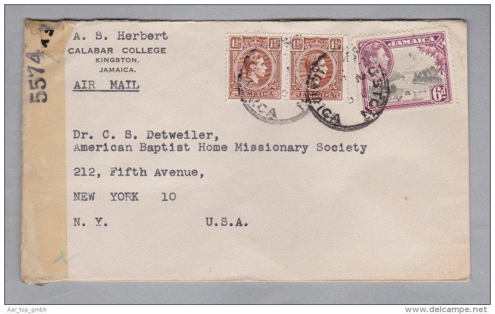 JAMAICA Kingston Luftpost Zensur Brief Nach New-York - Jamaica (...-1961)