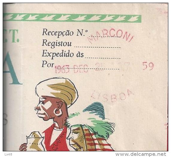 Telegram Happy Holidays,mod.72 BF.Sent Mozambique 1963,via Marconi.Hole File.Stationery.Telegramm Frohe Feiertage.3 Scan - Storia Postale