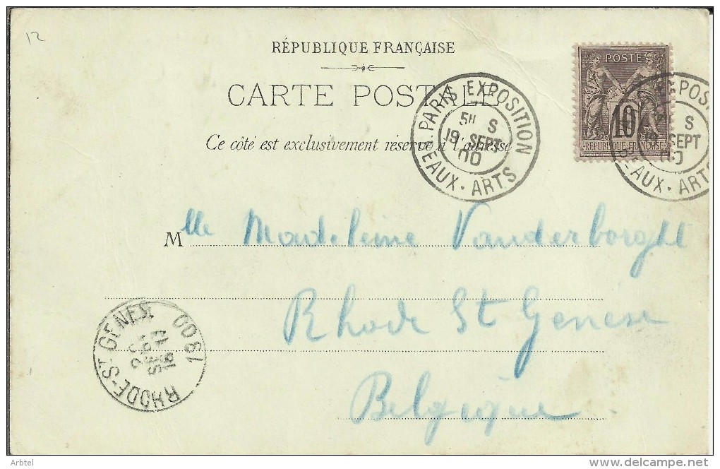 FRANCIA TP CON MAT PARIS EXPOSITION 1900 MAT BEAUX ARTS - 1900 – Paris (Frankreich)