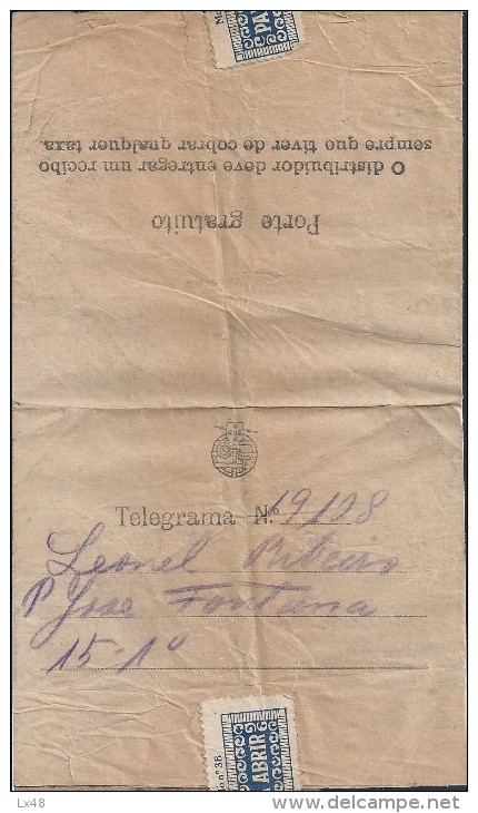 Socializing Telegram Legionnaires Cavalry 2 Lisbon. Obliteration 'Telegrafo 1938 Picoas'. Legionäre Kavallerie. Legião P - Covers & Documents