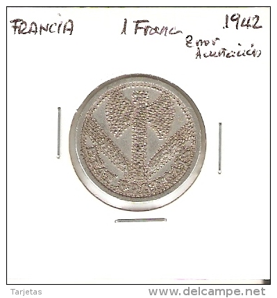 MONEDA DE FRANCIA DE 1 FRANCO DEL AÑO 1942 (COIN) ERROR DE ACUÑACION (RARA) - Varietà E Curiosità