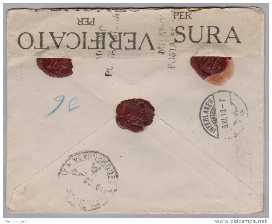 Uruguay 1918-08-26 R-Brief Mit AR Nach Interlaken Italienische Zensur Milano - Uruguay
