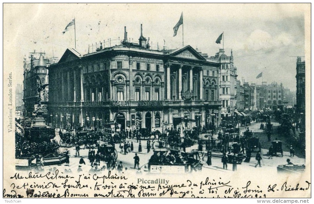 LONDON  -  ENGLAND -  RARE PRECURSOR 1902 POSTCARD. - Piccadilly Circus