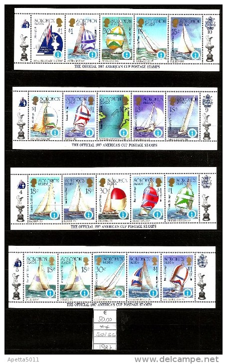 1987 SALOMON  Barche A Vela    Serie Cpl Nuova ** MNH - Isole Salomone (1978-...)