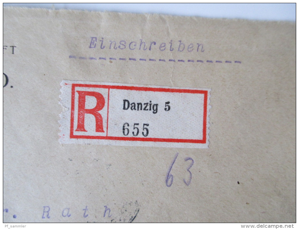 Danzig 1924 / 25 Belege. 3 Einschreiben und ein Beleg als MeF. Interessante Stücke!! Privat Actien Bank. Bedarf!!