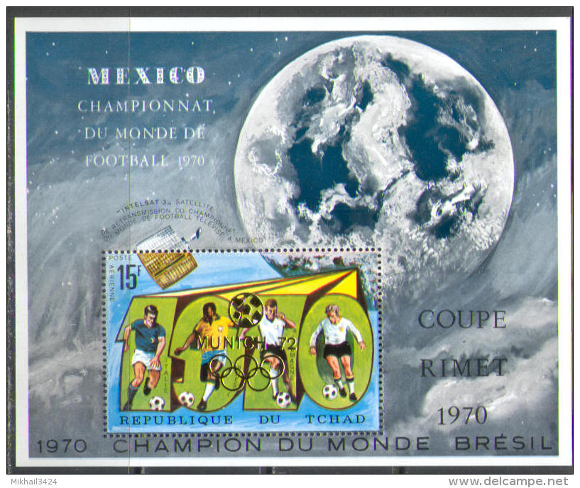 0796 Sport Football Gold Optd 1972 Olympic Space Chad S/s MNH ** 9ME - 1970 – Mexique