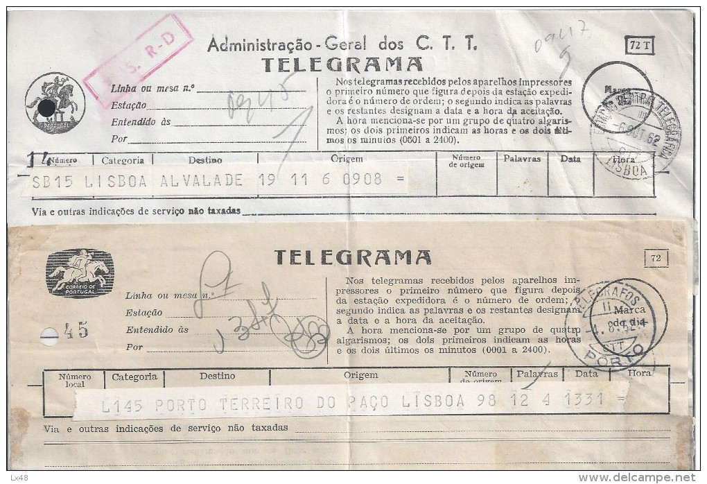 Telegrams Mod. 72,72T. Telegrams With Logo And Printed Diferentes. Obliterações Telegrafos Port Lisboa Emissora Nacional - Used Stamps