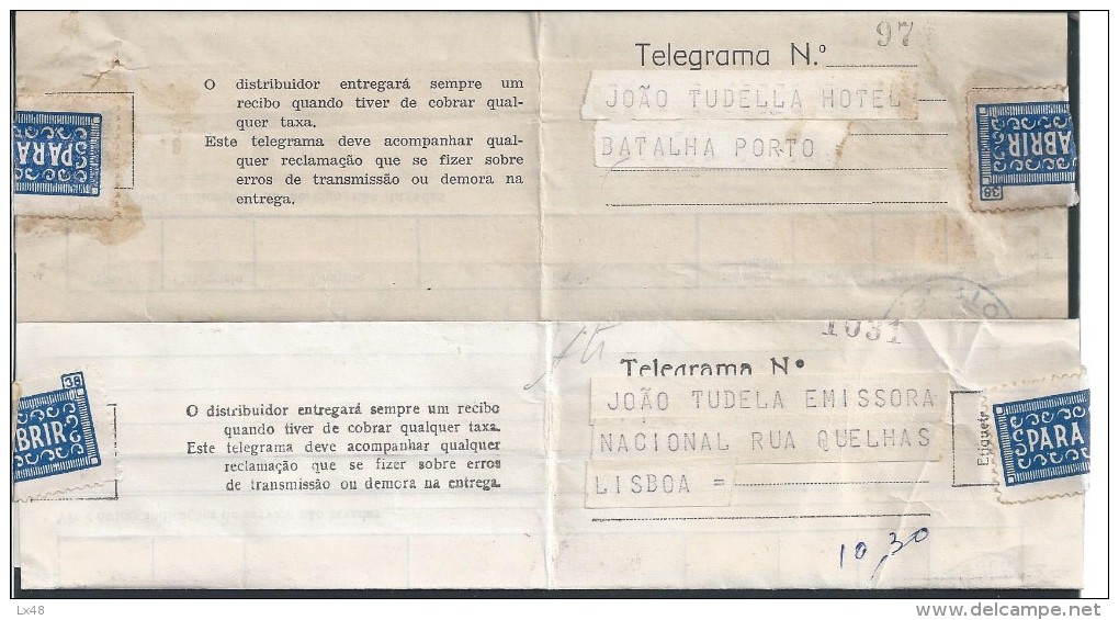 Telegrams Mod. 72,72T. Telegrams With Logo And Printed Diferentes. Obliterações Telegrafos Port Lisboa Emissora Nacional - Usati