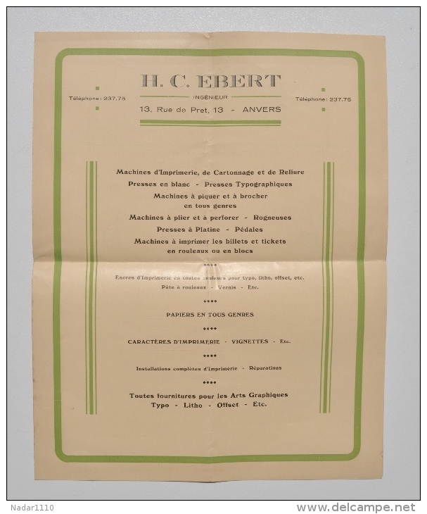 CATALOGUE De H.C. EBERT à ANVERS Pour WUNDER à BERLIN : Machines D'IMPRIMERIE SPIESS, PAUTZE - 1929 / HAM-SUR-HEURE - Imprimerie & Papeterie