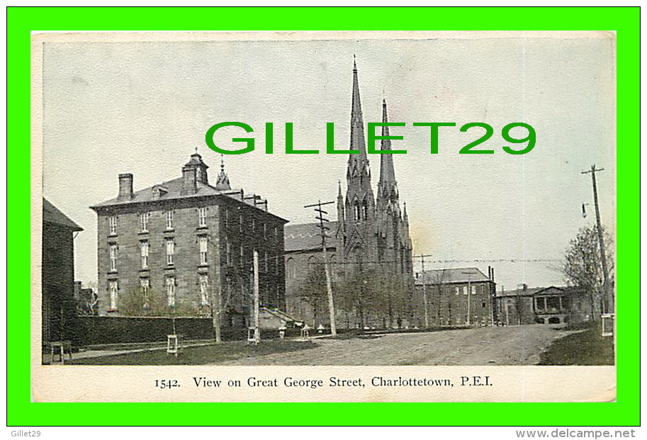 CHARLOTTETOWN, P.E.I. - VIEW ON GREAT GEORGE STREET & CHUCH - 3/4 BACK - - Charlottetown