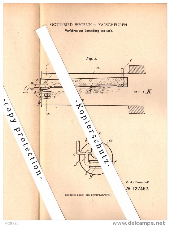 Original Patent - Gottfried Wegelin In Kalscheuren B. Hürth , 1899 , Darstellung Von Ruß !!! - Huerth